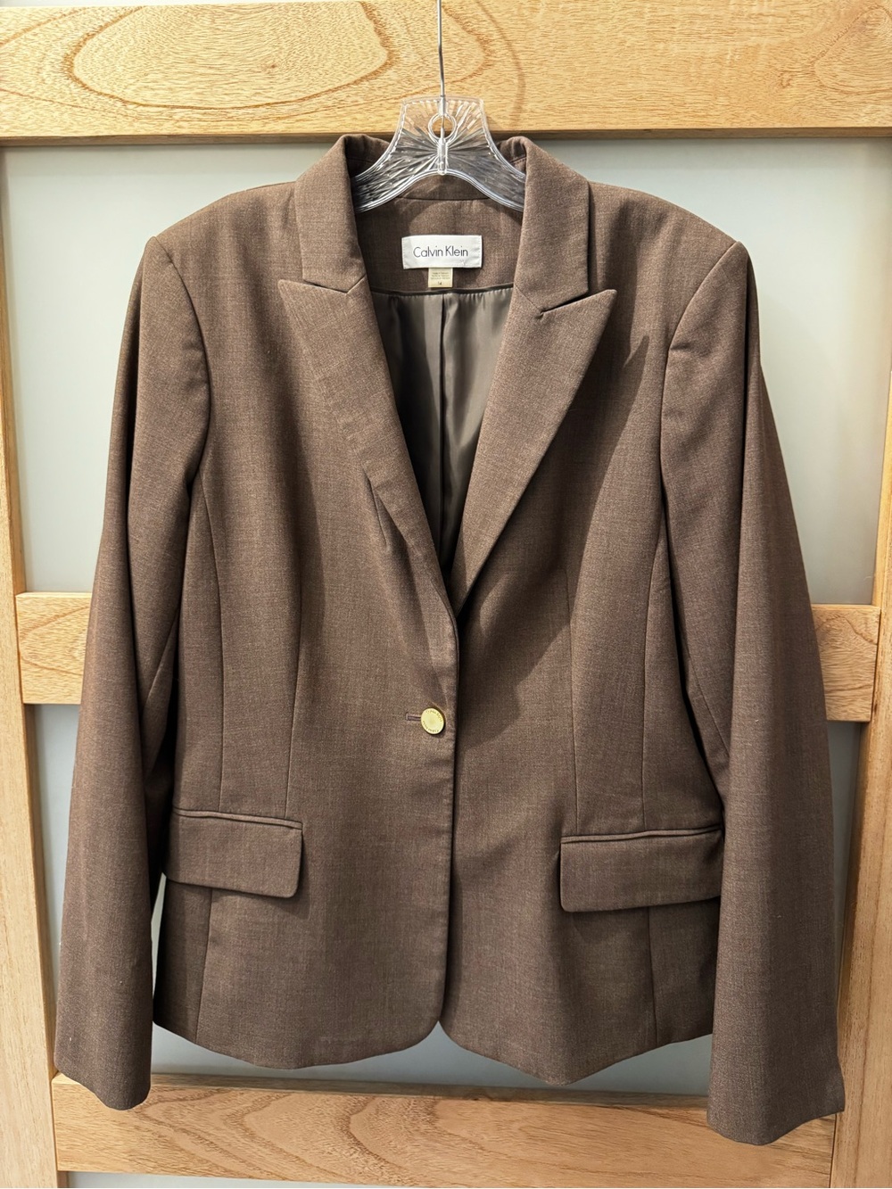 Calvin Klein Brown Single-Button Notch Lapel Blazer
